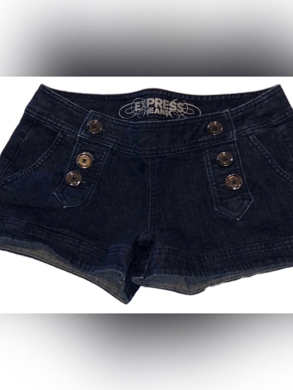 EXPRESS Dark Blue Denim Sailor Style Botton Front Shorts NWOTs